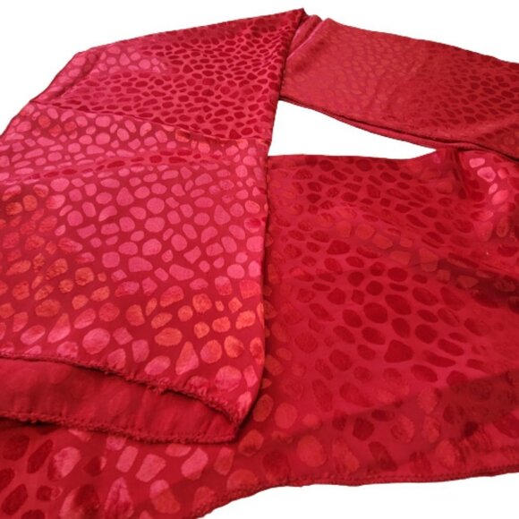 Red Scarf Polka Dot Print Long Soft Light and Rectangular - NEW - Picture 4 of 11
